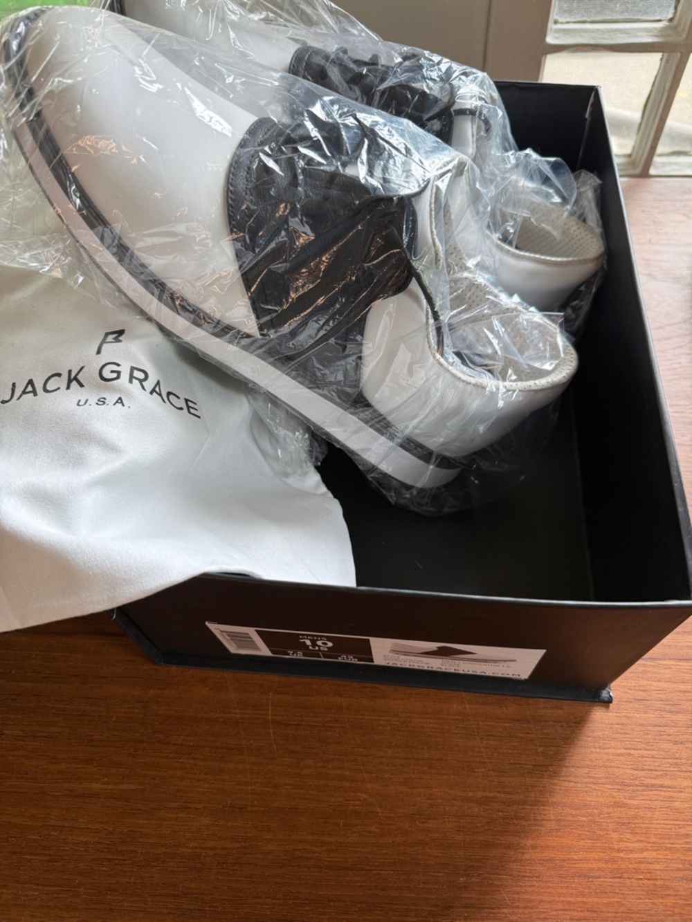 Jack Grace Golf shoes Black Saddle Men’s Size 10 NIB - Picture 5 of 7